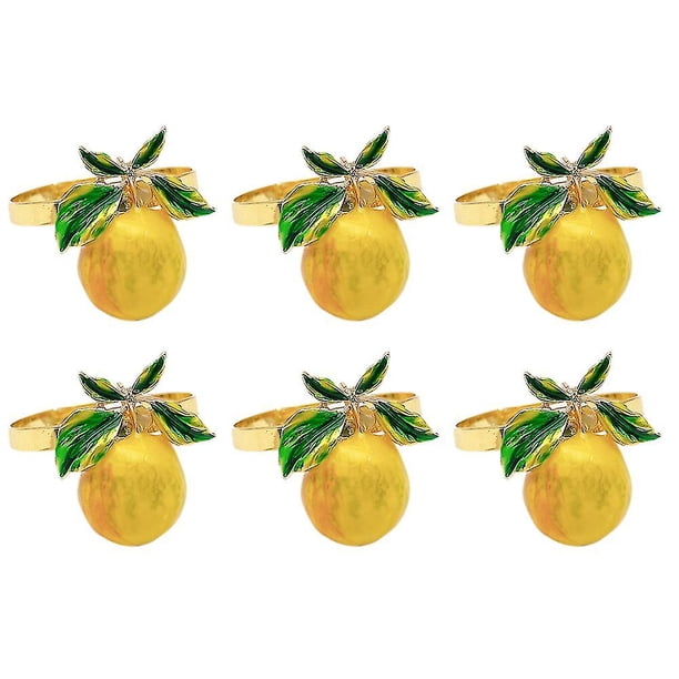 Servilleteros con forma de limón para decoración de mesa, servilleteros de frutas tropicales, hebilla, Compatible con cumpleaños, 6 uds.