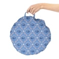 thumbnail image 2 of Floral Round Floor Cushion with Handle, Continuous Laurel Leaves and Flowering Lattice Blue Peach, Decorative Pillow for Living Room & Dorms, 18" Round, Ceil Blue Peach, by Ambesonne, 2 of 4