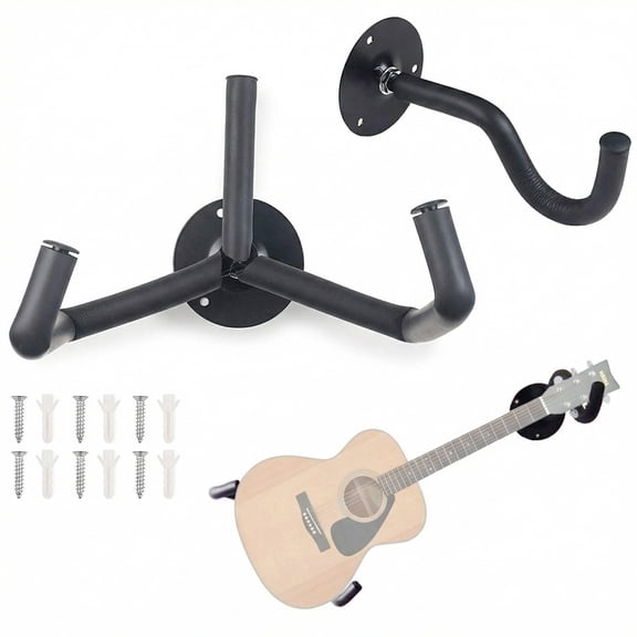 Horizontal Guitar Wall Mount, Heavy Duty Metal Hanger for Acoustic Electric Bass Guitars, Ukulele, Banjo, Mandolin