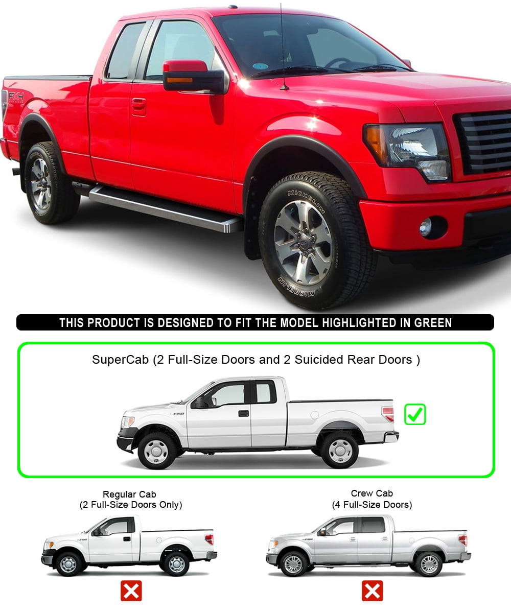 APS Running Boards Style Compatible with Ford F150 2004-2014 Super Cab (Exclude Heritage Edition) (Nerf Bars Side Steps Side Bars)
