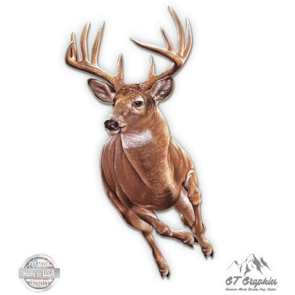 Deer Running - 3" Vinyl Sticker - For Car Laptop I-Pad Phone Helmet Hard Hat - Waterproof Decal