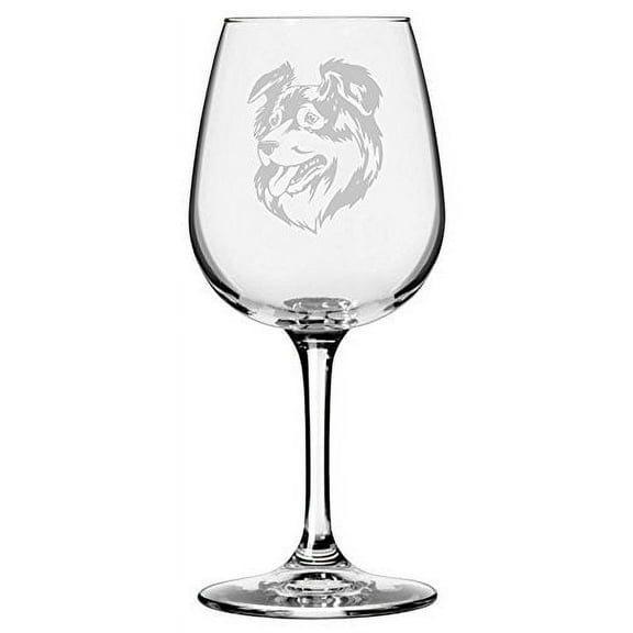 Australian Shepherd Aussie Dog Themed Etched 12.75oz Libbey Wine Glass