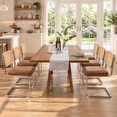 thumbnail image 6 of Dining Chairs Set of 2, PU Leather Upholstered Kitchen Chairs Dining Chairs, PAPROOS Rattan Dining Room Chairs Set with Cane Back & Stainless Steel Chrome Legs, for Kitchen Dining Room, Brown, 6 of 9