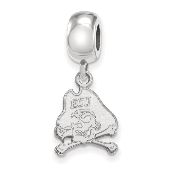 LogoArt Sterling Silver East Carolina University Bead Charm Charm Small Dangle Bead Charm
