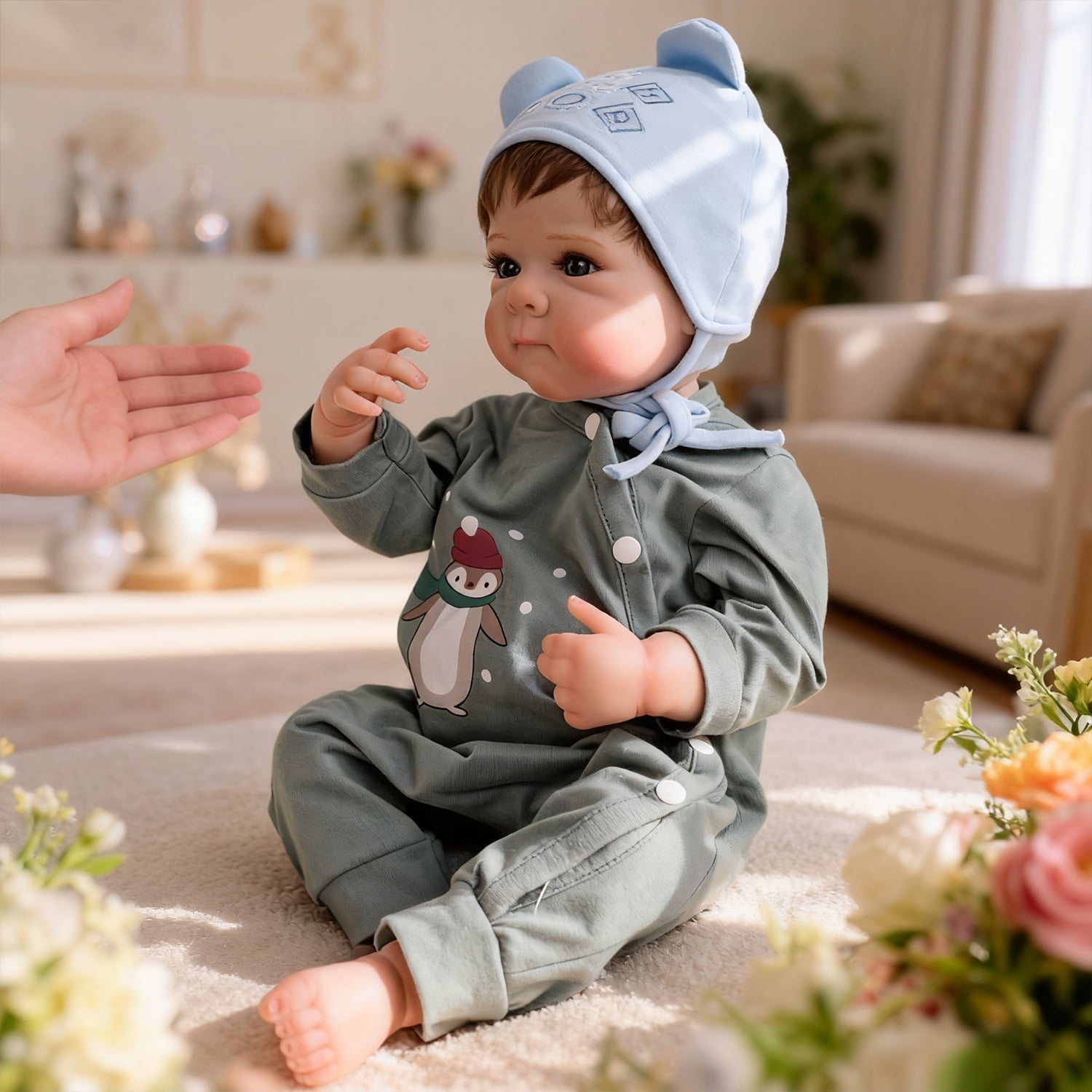 iCradle Adorable 18 Inch 45cm Reborn Baby Dolls Boy Soft Full Body Vinyl Handmade Realistic Newborn Babies Doll Boys Lifelike Baby Doll Toy for Age 3+ for Birthday Gift