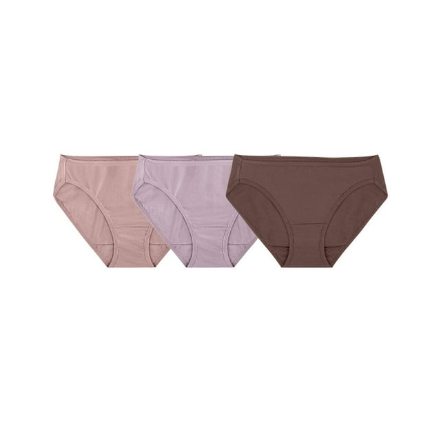 Bikini Fruit of the Loom para Mujer, Algodón Premium, Multicolor, 3 Piezas Talla 5