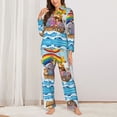 thumbnail image 2 of Pajama Sets for Women 2 Pcs, Rainbow Animals Noah's Ark Button Down Long Sleeve Sleepwear Lounge PJ Sets, 2 of 6
