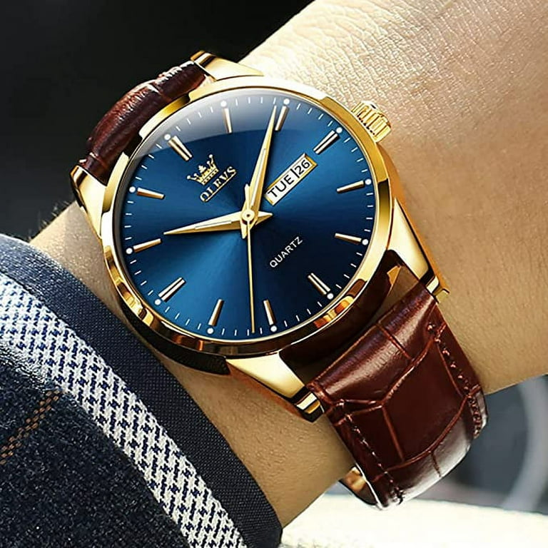 Quartz watch leather band sale
