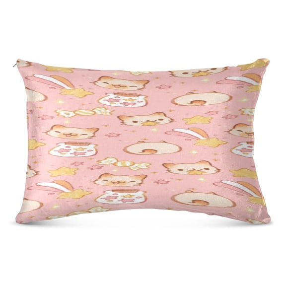 Pillow CasePink Kitty Cartoon Delight Pattern Whimsy Case standard size/King size/Queen Size