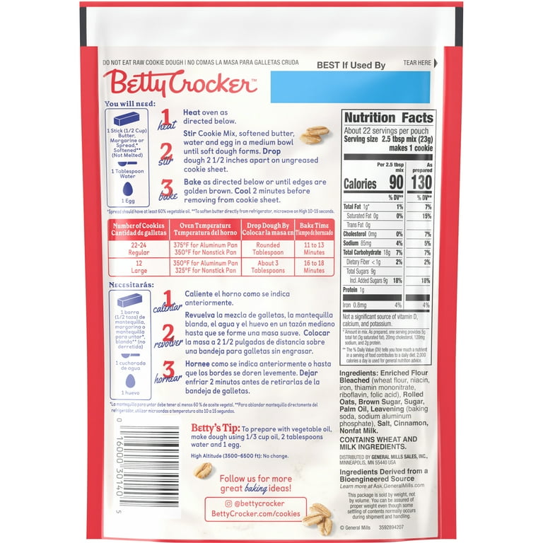 Betty crocker cheap oatmeal cookies
