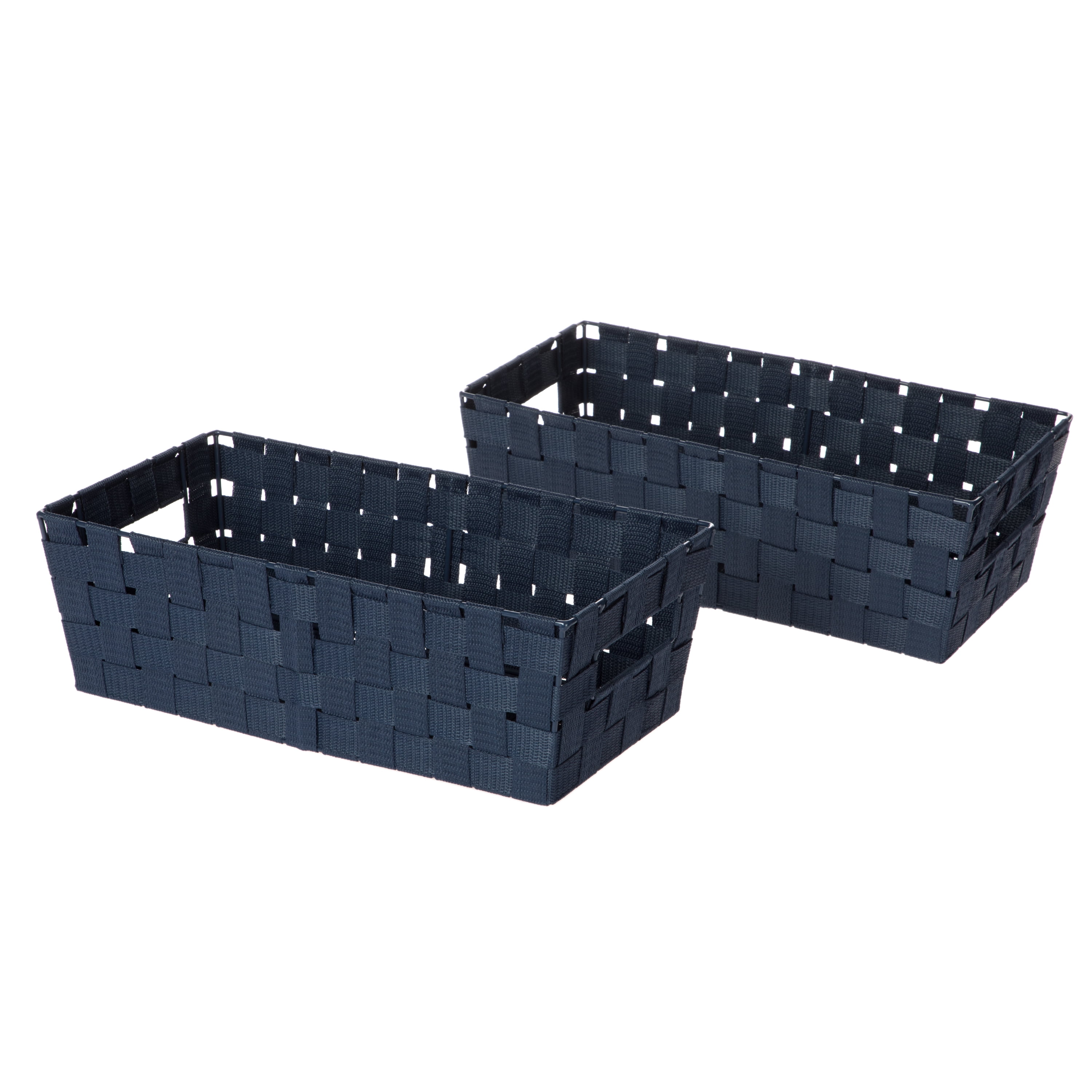 Mainstays Small Navy Woven Nylon Storage Basket Set with Handles, 2 Piece