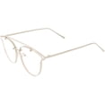 thumbnail image 3 of Modern Crossbar Horn Rimmed Rimless Eyeglasses Clear Round Flat Lens 58mm (Silver / Clear), 3 of 4