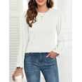 thumbnail image 2 of Women's Long Sleeve Fall T-Shirts Slim Fit Crewneck Textured Casual Knit Work Tops, 2 of 4