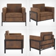 thumbnail image 7 of Walsport Faux Leather Reading Accent Chair with Metal Frame, Upholstered Wide Armchair, Single Sofa Chair for Living Room,Bedroom(Brown), 7 of 7