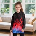 thumbnail image 3 of Psesaysky Red Blue Flame Print Long Hoodie Sweatshirts for Girls - Soft Long Sleeve Pullover Hoodie Dress Stylish Fall Winter Shirt for 7-8 Years, 3 of 7