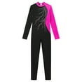 thumbnail image 4 of YONGHS Combinaison de Gymnastique à Manches Longues pour Filles avec Strass Rose Vif 14, 4 of 7