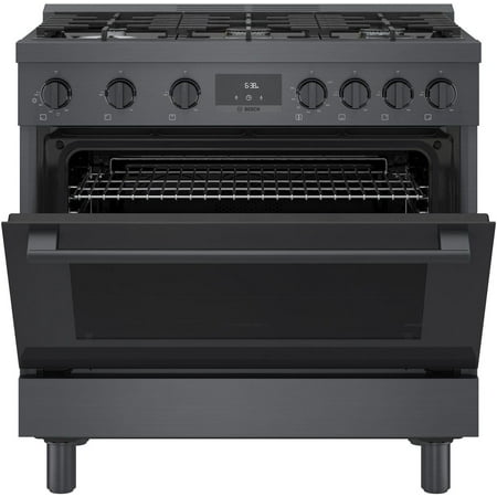 Bosch - 800 Series 3.5 cu. ft. Freestanding Gas Convection Range with 6 Dual Flame Ring Burners - Black stainless steel