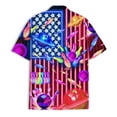 thumbnail image 2 of Neon American Flag Bowling Hawaiian Shirt For Men Patriotic Independence Day Mens Hawaiian Shirts Short Sleeve Button Down, 2 of 7