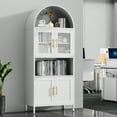 thumbnail image 3 of SUPEER 73" Tal Metal Arched Storage Display Cabinet with Glass Doors and Adjustable Shelves, Freestanding Kitchen Pantry Curio Storage Cabinet for Dining room, Home, Office, Assembly Required, White, 3 of 7