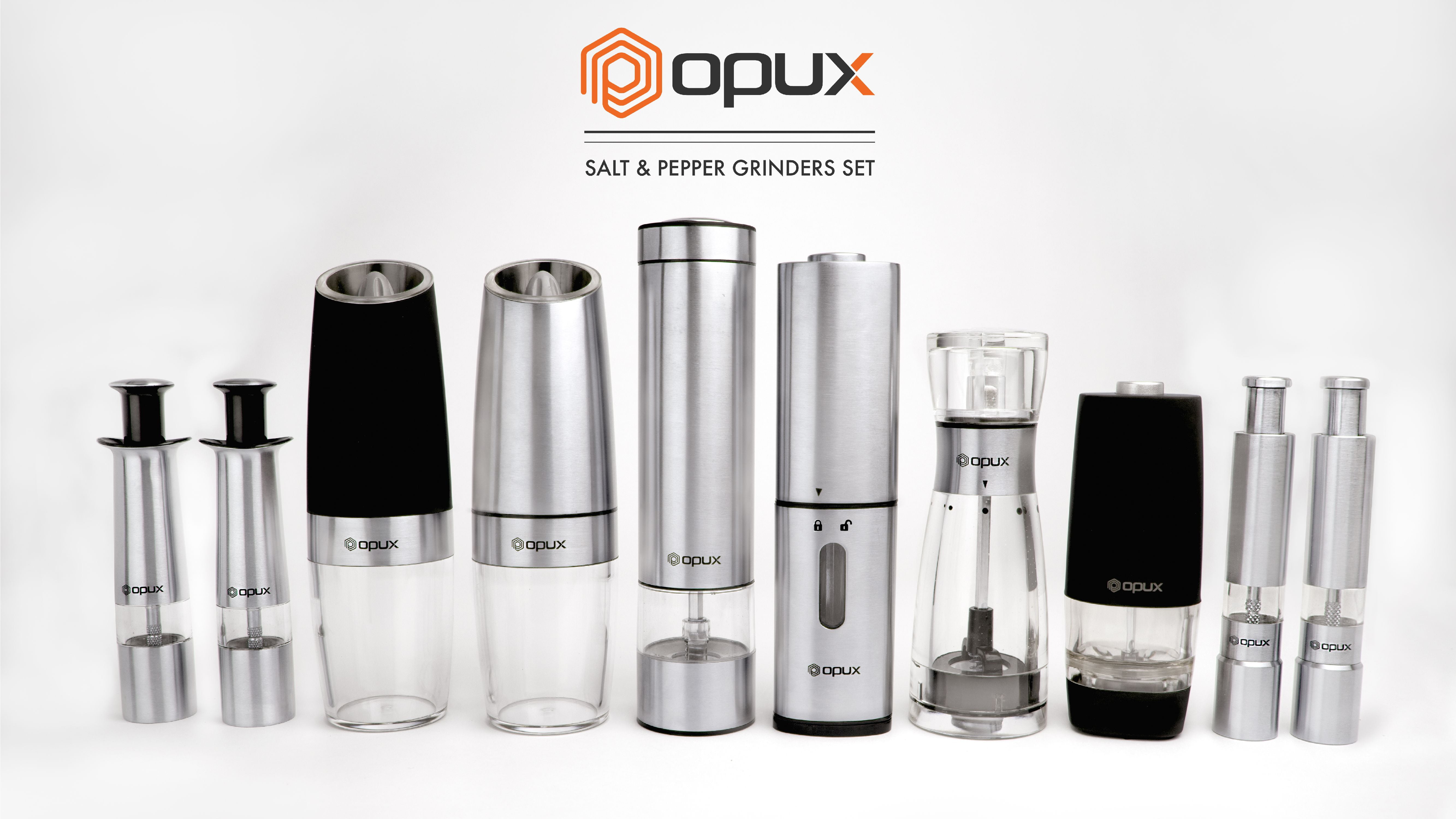 OPUX Premium Deluxe Electric Salt and Pepper Grinder Set