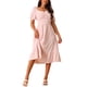 thumbnail image 1 of INSPIRE CHIC Vestidos de Verano para Mujeres Casual Flowy Playa Cuello Cuadrado Manga Corta Abullonada Vestido Midi con Espalda Fruncida XL Rosa, 1 of 5