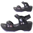 thumbnail image 3 of GP Wedge Platform Snap Lock Sandals for Women: 8698 Black Purple, EU38 (US Size 7 - 7.5), 3 of 9
