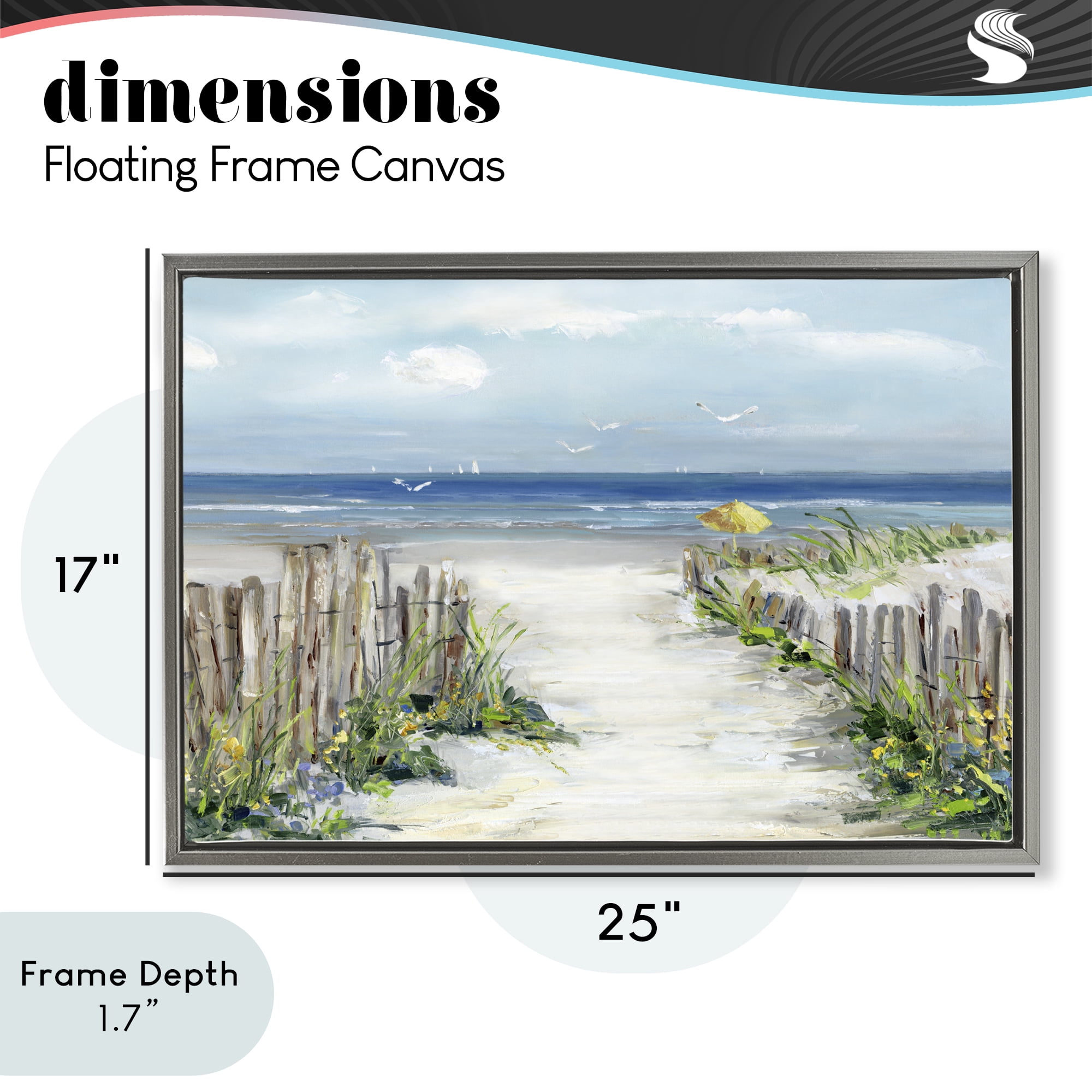 Stupell Industries Sunlit Dune Path To Ocean Gray Framed Floater Canvas Wall Art, design by Sally Swatland