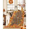 thumbnail image 2 of Thanksgiving Pumpkin Flannel Blanket for Bed,Travel and Camping, Fall Deciduous Retro Brown Wood Grain Super Soft Cozy Blanket for All Seasons 32"x48", 2 of 6
