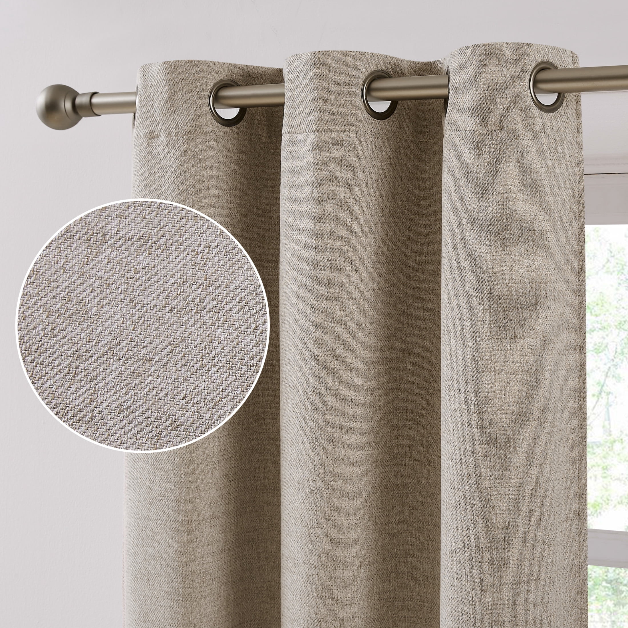 Brookstone Taupe Josie Blackout Grommet 38" W x 96" L Window Curtain Panel Pairs