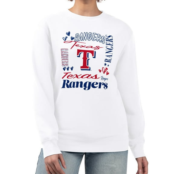 Women's G-III 4Her by Carl Banks White Texas Rangers Collage Team Graphic Fleece Pullover Hoodie
