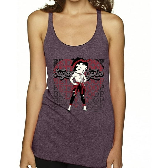 Wild Bobby Betty Boop Sugar and Spice Wink Betty Boop Tri-Blend Racerback Tank Top, Purple Vintage, Large