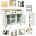thumbnail image 6 of Kitchen Cart with Rubber Wood Drop-Leaf Countertop, Kitchen Island On 5 Wheels with Storage Cabinet, 3 Drawers and Internal Storage Racks, Rolling Mobile Portable Serving Carts for Dinning Room, 6 of 7