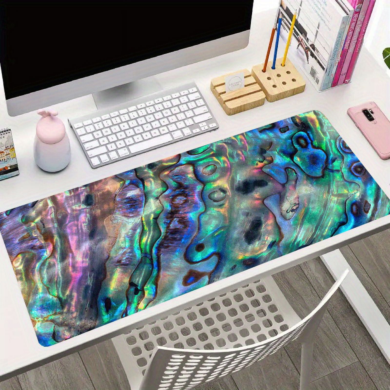 1pc Haliotis Shell Original Nature Series Mouse Pad, Large Gaming Keyboard Pad,Big Desk Pad With Thick Stitched Edges Suit For Home Office Or Gaming