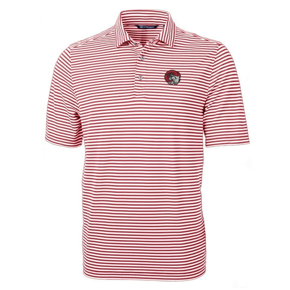 Men's Cutter & Buck Red Winston-Salem State Rams Virtue Eco Pique Stripe Recycled Polo