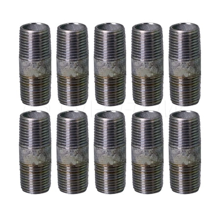 Supply Giant 3 x 3 Steel Pipe pre cut Industrial Pipe Threaded Pipe Nipples and Fittings Build Vintage DIY Furniture Galvanized (Pack Of 10)