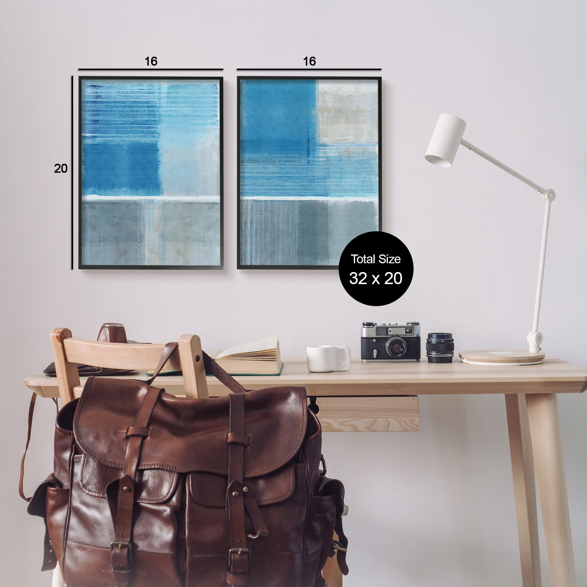 Stupell Industries Blue Rustic Abstraction Abstract Painting Black Framed Art Print Wall Art, 16 x 20