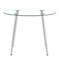 thumbnail image 6 of Tcbosik 38.6" Round Glass Table with Metal Legs, Modern Kitchen Table for 2-4 Person, Minimalist Bistro Table for Living Room, Easy Assembly, Silver, 6 of 9