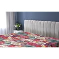 thumbnail image 5 of Ambesonne Floral Design Fitted Sheet, Jumble Cactus Flowers, Queen Size, Dark Coral Laurel Green, 5 of 5
