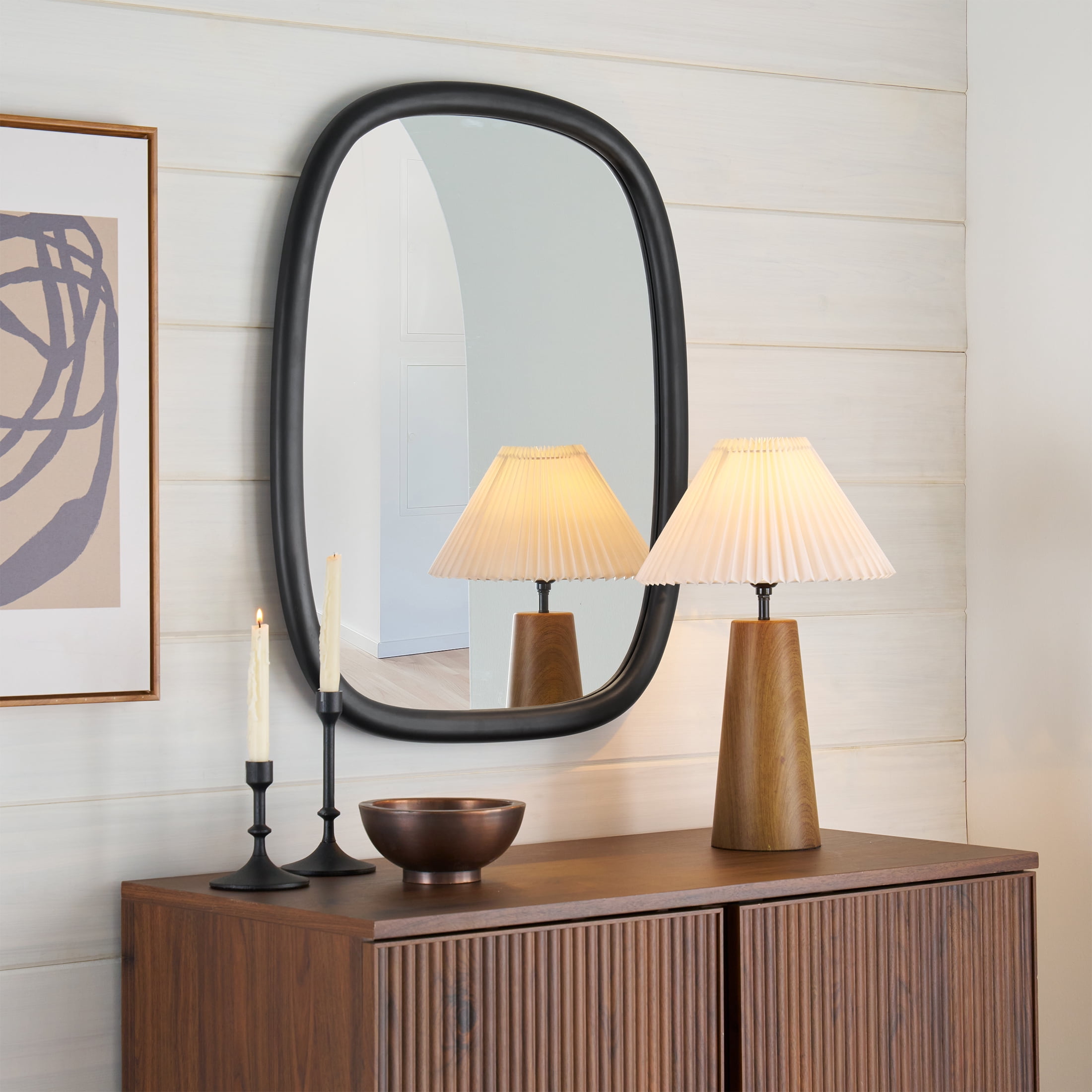 Better Homes & Gardens Soft Organic Wood Frame Wall Mirror, 24x30 Inch, Black