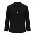 thumbnail image 6 of purcolt Women's Cotton Linen Long Sleeve T Shirts Dressy Casual V Neck Collared Tunic Tops Business Work Blouses(Black, S), 6 of 6