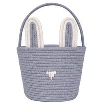 Easter Basket for Kids & Babies, Baby Easter Basket with Handle, Empty Bunny Egg Basket, Easter Baskets for Boys, Girls, Toddler, Babies, Infant Easter gifts basket Personalized (Gray)