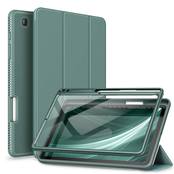 SURITCH for Samsung Galaxy Tab S6 Lite 10.4" 2024/2022/2020, [Built in Screen Protector][Pencil Holder][Auto Sleep/Wake] Lightweight Full Body Leather Cover with Magnetic Trifold Stand-Midnight Green