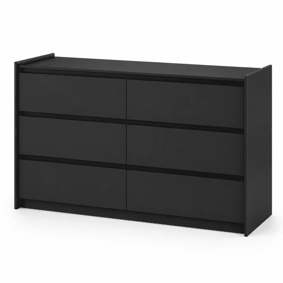 EcoNovi Black Dresser for Bedroom, 47" Wide 6-Drawer Chest of Drawers, Modern Handle-Free Storage Organizer for Closet, Hallway and Living Room