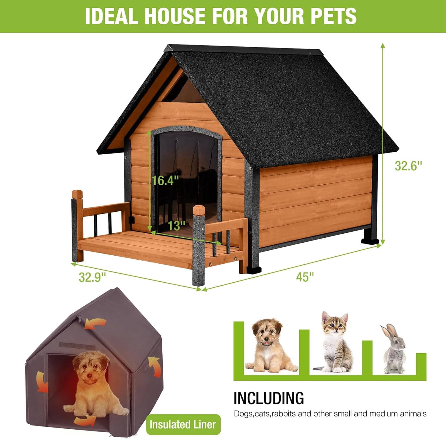 Aivituvin 100% Insulated Dog House Outdoor with Liner for Winter Metal Frame Heated Dog Kennel for Small Medium Large Dogs, Waterproof
