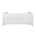 thumbnail image 3 of 69" White All Over Tufted Italian and Gold Leather Love Seat, 3 of 5