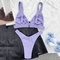 thumbnail image 6 of QLEICOM Womens Swimsuits Tummy Control Plus Size Swimsuit Coverup Solid Set Swimsuit Two Piece Filled Bra Swimwear Beachwear Purple M, 6 of 6
