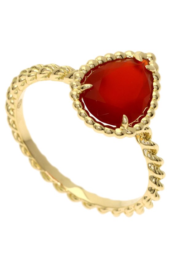 Pre-Owned Boucheron Serpent Bohme Small Carnelian Ring #54, 18K Yellow Gold, Women's.