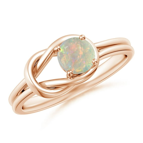 Angara Natural Opal Ring - Solitaire Opal Infinity Knot Ring for Women (Size-5mm) | October Birthstone Jewelry | 14K Rose Gold Opal Ring (Ring Size = 9)