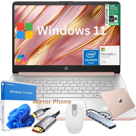 HP Newest 14" Laptop, Slim Light Laptop Computer for Students and Business, Intel 12th Core N4500,1 Year Office 365, Webcam,WiFi,16GB RAM,192GB Storage(64B eMMC+128GB SD) Windows 11 Home