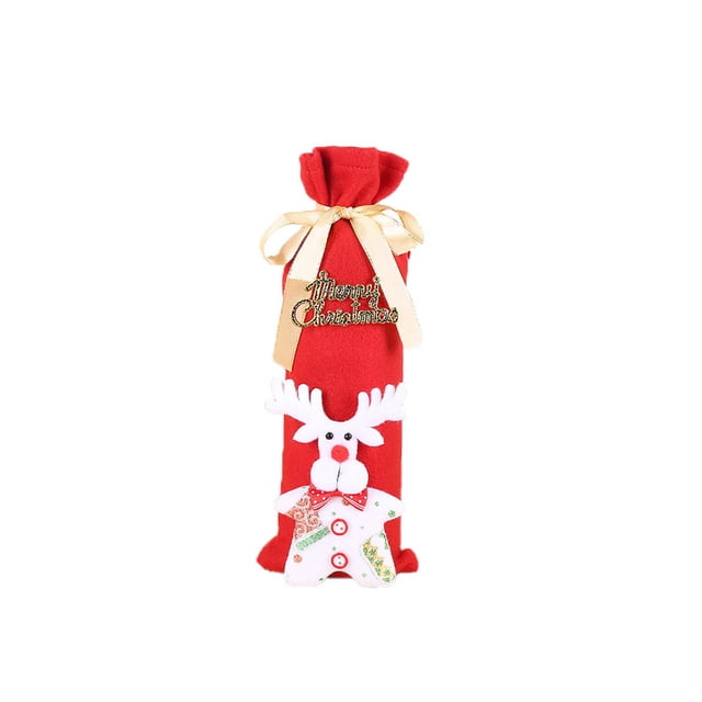 Cateissary Funda de encaje para botella de vino, pegatina bonita para boda, Navidad, champán, cerveza, botella de vino, ropa, de comedor, bolsa Kits de decoración para fiestas Alce Cateissary HA068787-01